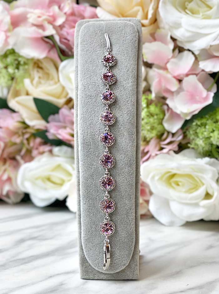 Halo Crystal Bracelet - Light Amethyst / Silver